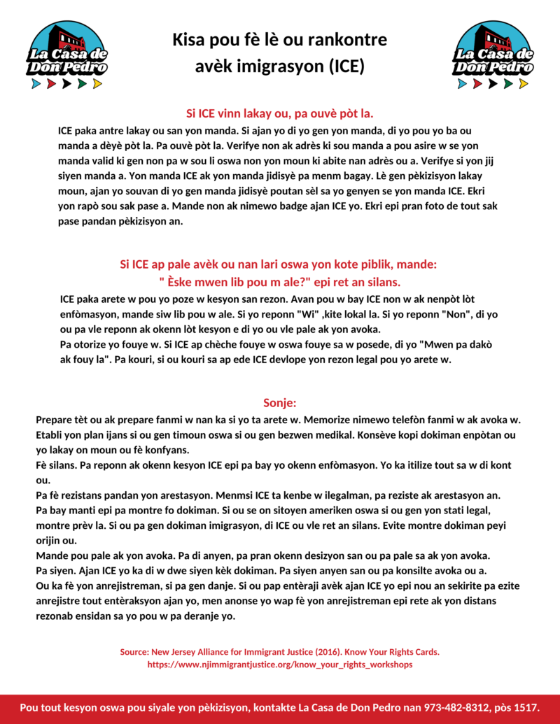 Know Your Rights – La Casa de Don Pedro